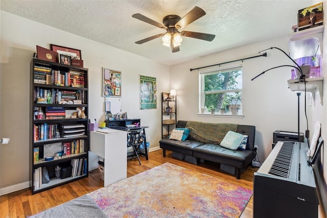 709 W Hughbert St, Norman, OK 73069 - office space with a ceiling fan, wood finished floors, and a textured ceiling