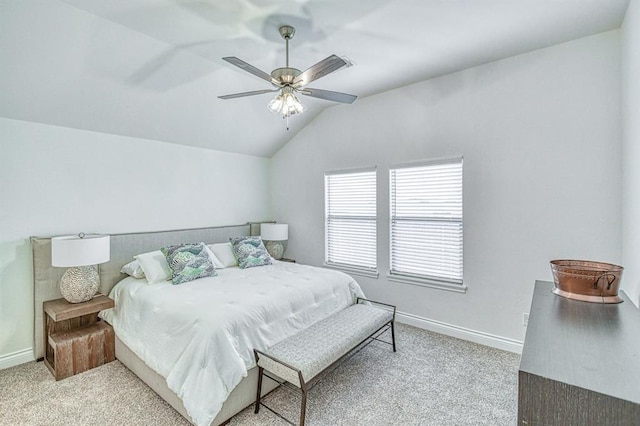 12712 NW 4th St, Yukon, OK 73099 - carpeted bedroom with vaulted ceiling and a ceiling fan