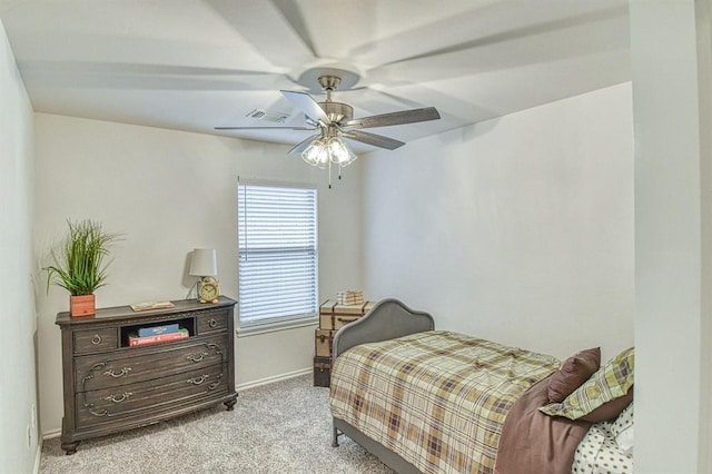 12712 NW 4th St, Yukon, OK 73099 - bedroom featuring light carpet and ceiling fan