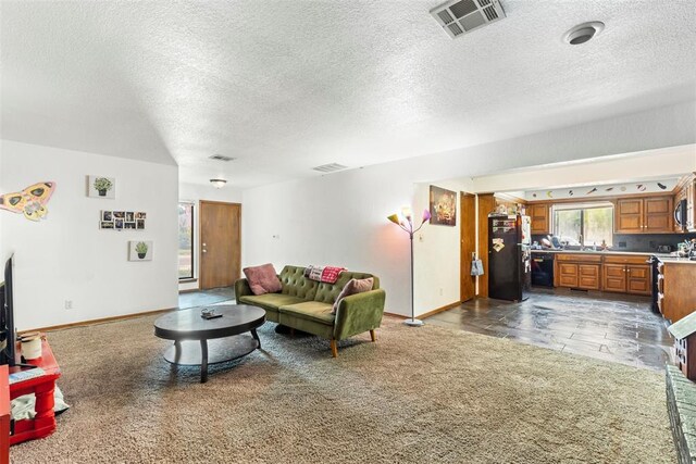 12725 Silver Ln, Oklahoma City, OK 73120 - living room featuring a textured ceiling and baseboards