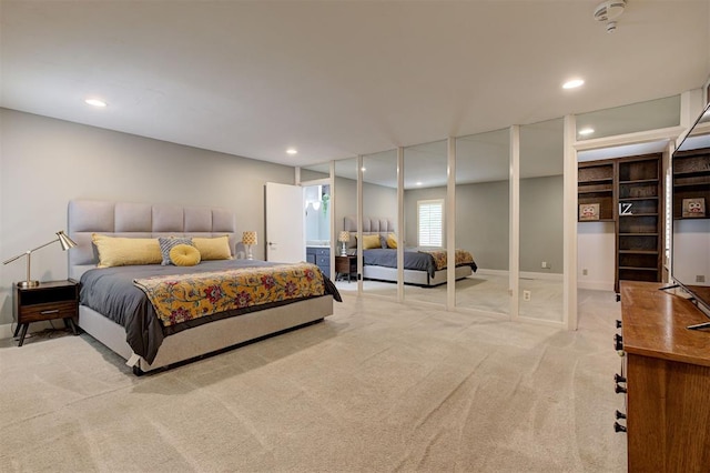 1810 Sandpiper Dr, Edmond, OK 73034 - bedroom featuring light carpet and recessed lighting