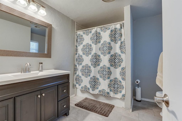 4813 NW 65th St, Oklahoma City, OK 73132 - full bathroom with vanity and tile patterned floors