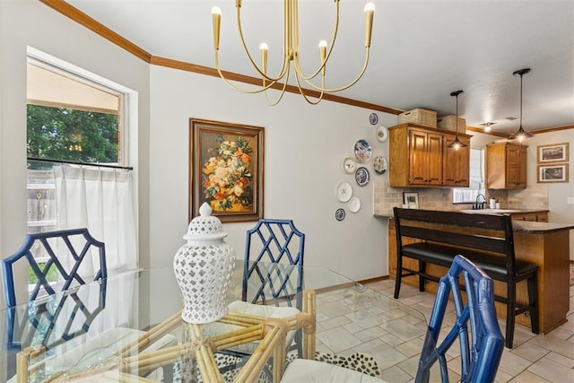 5 Larkens Pl, Shawnee, OK 74801 - dining room with a chandelier and ornamental molding