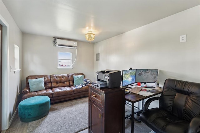 5 Larkens Pl, Shawnee, OK 74801 - office area featuring a wall unit AC and wood finished floors