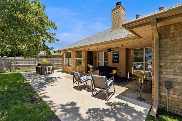 5 Larkens Pl, Shawnee, OK 74801 - view of patio / terrace featuring a ceiling fan and an outdoor living space