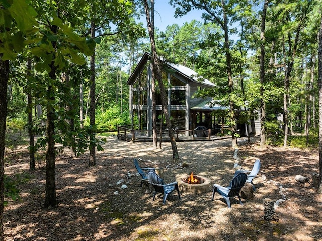 173 Guppy Ln, Hochatown, OK 74728 - view of yard featuring a fire pit and a gazebo
