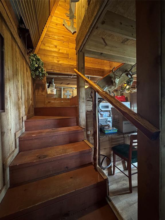 182424 N 4159th Rd, Moyers, OK 74557 - stairs with wooden walls