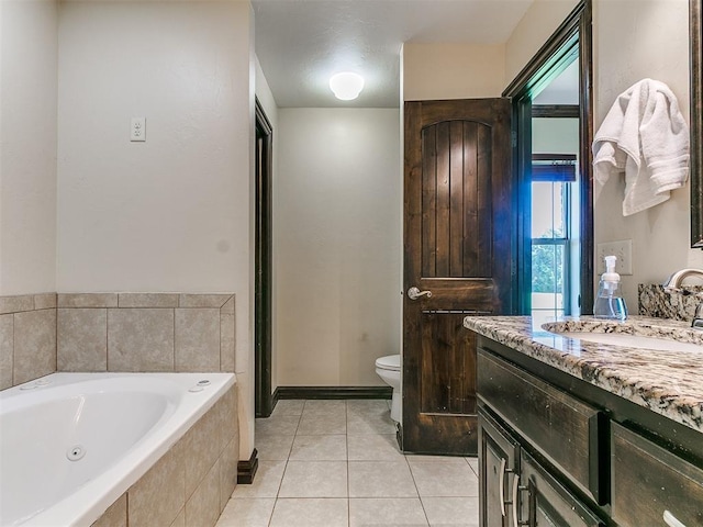 5053 Northridge Run, Cashion, OK 73016 - full bath with vanity, a jetted tub, and tile patterned flooring