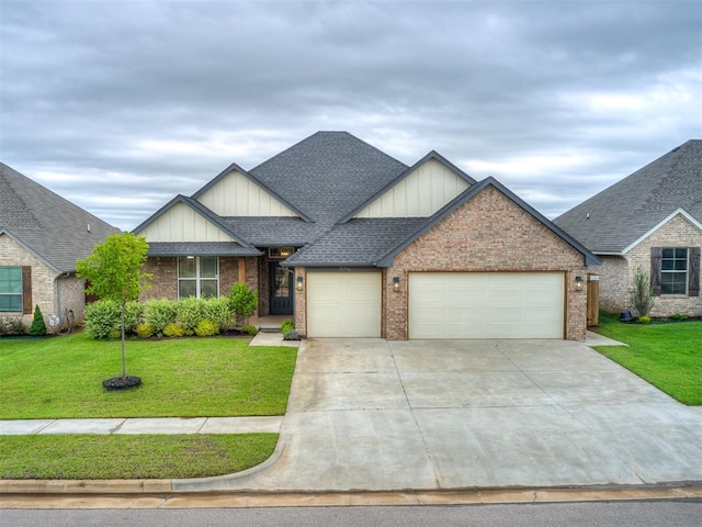 11716 SW 47th St, Mustang, OK 73064 - craftsman-style home with board and batten siding, a garage, driveway, and roof with shingles