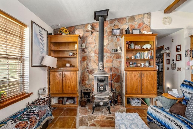 12333 E Tecumseh Rd, Norman, OK 73026 - living room with a wood stove
