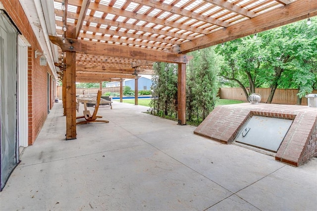 11748 SW 54th St, Mustang, OK 73064 - fenced backyard featuring a patio area and a pergola