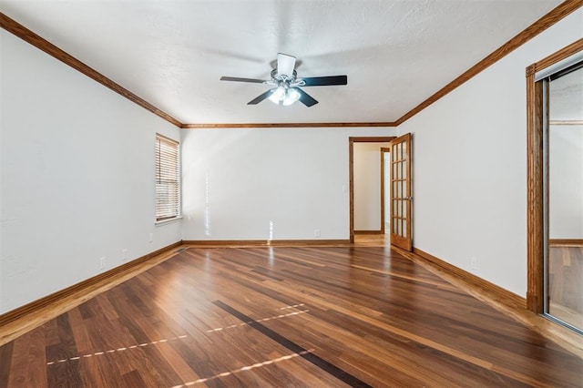 3425 Cheyenne Dr, Edmond, OK 73013 - empty room featuring wood finished floors, ceiling fan, and crown molding