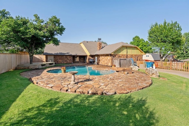 3425 Cheyenne Dr, Edmond, OK 73013 - view of swimming pool featuring a fenced backyard and a patio area