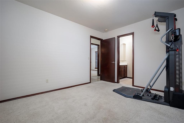 9124 SW 28th St, Oklahoma City, OK 73128 - exercise area with light colored carpet and baseboards