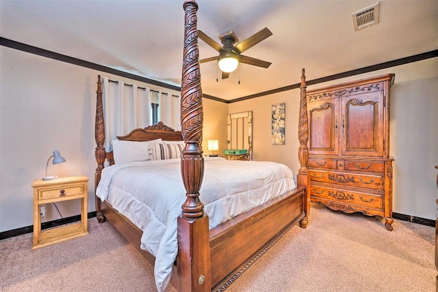 86 Crooked Oaks Ln, Broken Bow, OK 74728 - bedroom with light carpet, crown molding, and ceiling fan