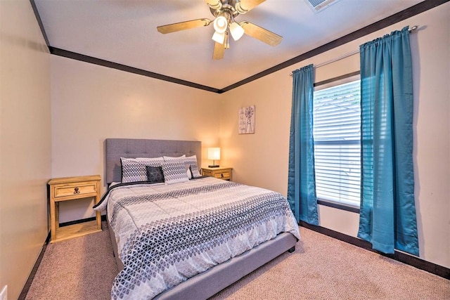 86 Crooked Oaks Ln, Broken Bow, OK 74728 - bedroom with carpet floors, a ceiling fan, and crown molding