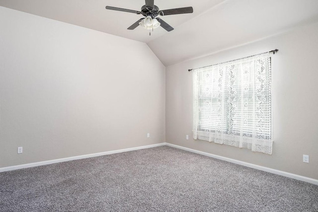 3000 Warwick Pl, Edmond, OK 73013 - empty room featuring ceiling fan, lofted ceiling, and carpet
