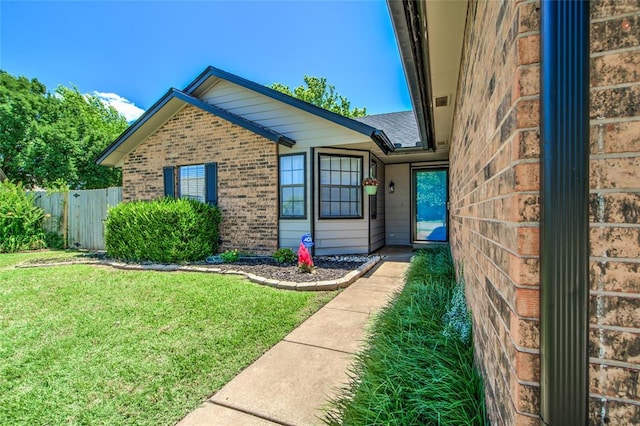 16408 Del Mar Dr, Edmond, OK 73013 - doorway to property featuring brick siding