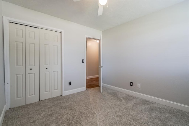 16408 Del Mar Dr, Edmond, OK 73013 - unfurnished bedroom with carpet, a closet, and a ceiling fan