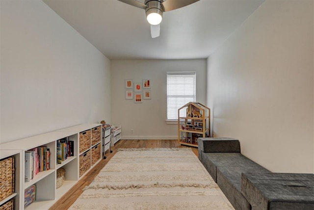 1001 Fountain Gate Cir, Norman, OK 73072 - living area featuring ceiling fan and wood finished floors