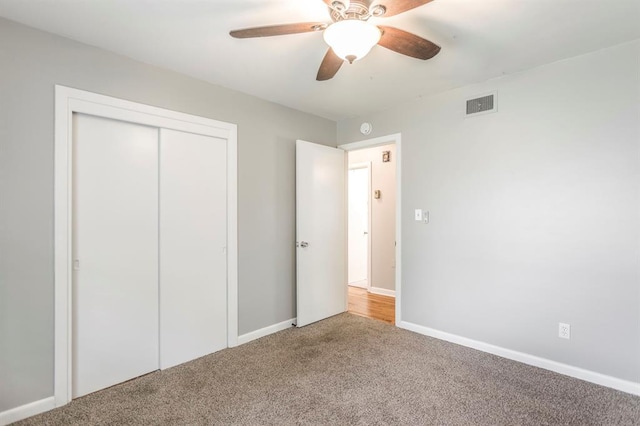 3020 NW 71st St, Oklahoma City, OK 73116 - unfurnished bedroom with carpet, a closet, and a ceiling fan