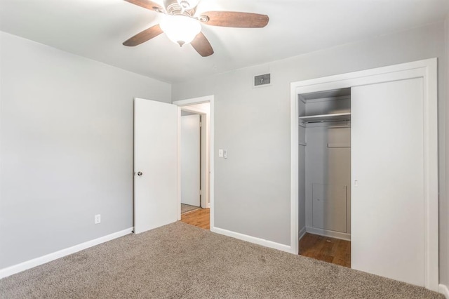 3020 NW 71st St, Oklahoma City, OK 73116 - unfurnished bedroom featuring carpet flooring, a closet, and a ceiling fan