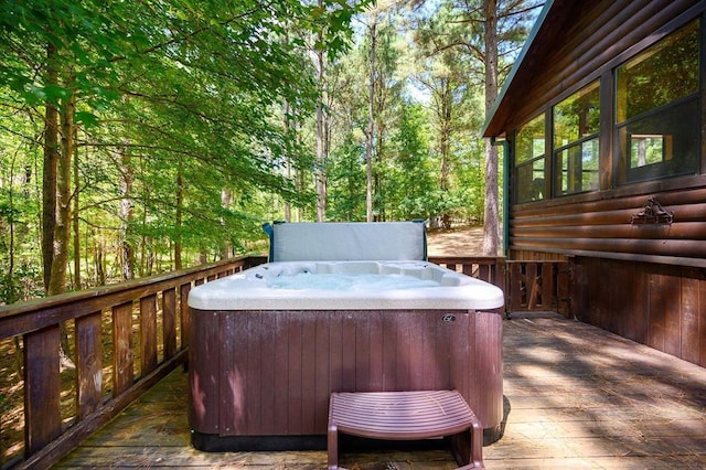 244 Hiddenwater Rd, Broken Bow, OK 74728 - wooden deck with a hot tub
