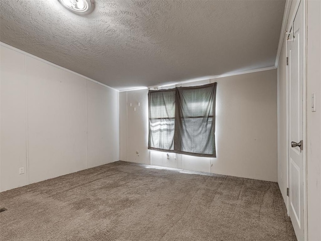 355370 E 970th Rd, Sparks, OK 74869 - carpeted spare room featuring a textured ceiling and crown molding