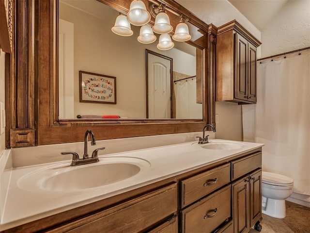 16208 Windrush Pl, Edmond, OK 73013 - full bathroom with double vanity and a textured wall