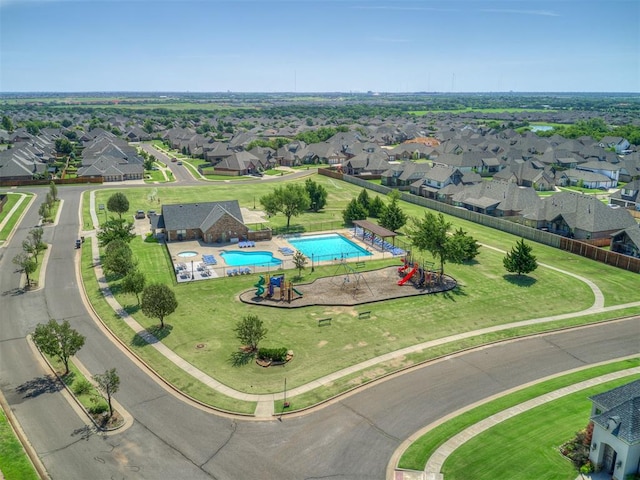 16208 Windrush Pl, Edmond, OK 73013 - aerial view of residential area with a pool area