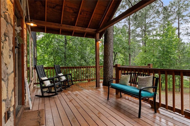 180 Black Jack Trl, Hochatown, OK 74728 - view of wooden deck
