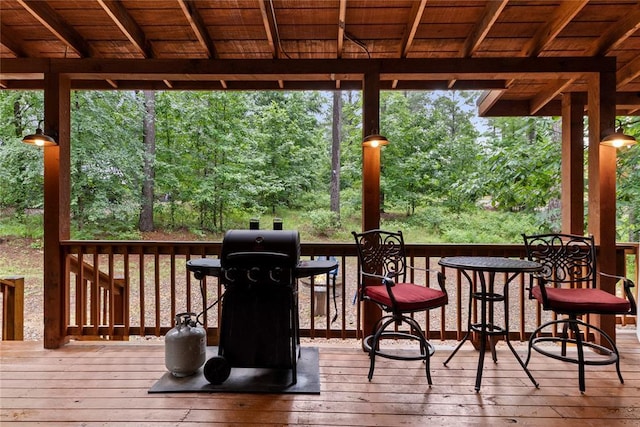 180 Black Jack Trl, Hochatown, OK 74728 - wooden terrace with a grill