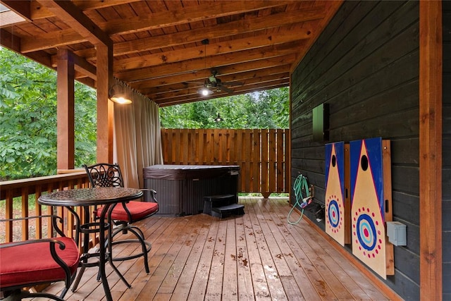 180 Black Jack Trl, Hochatown, OK 74728 - wooden terrace with a hot tub