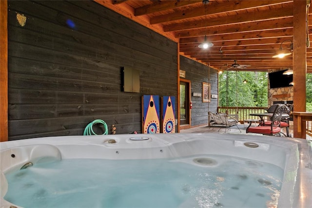 180 Black Jack Trl, Hochatown, OK 74728 - view of patio featuring a hot tub