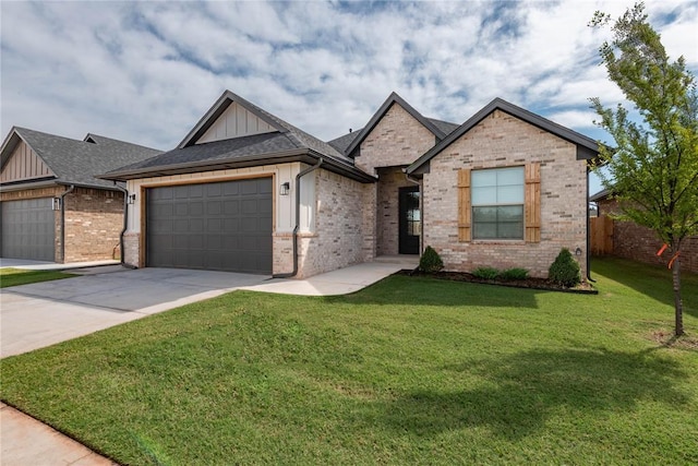 1224 Colonial Ave, Tuttle, OK 73089 - view of front of property featuring brick siding, board and batten siding, a garage, and driveway
