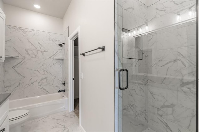 1224 Colonial Ave, Tuttle, OK 73089 - bathroom with marble finish floors, enclosed tub / shower combo, recessed lighting, and vanity