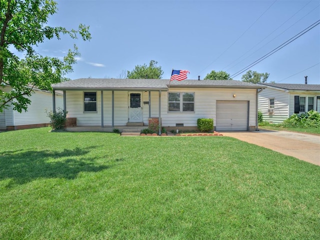 2713 S Glenn Ave, Del City, OK 73115 - single story home featuring an attached garage, driveway, a front yard, and covered porch
