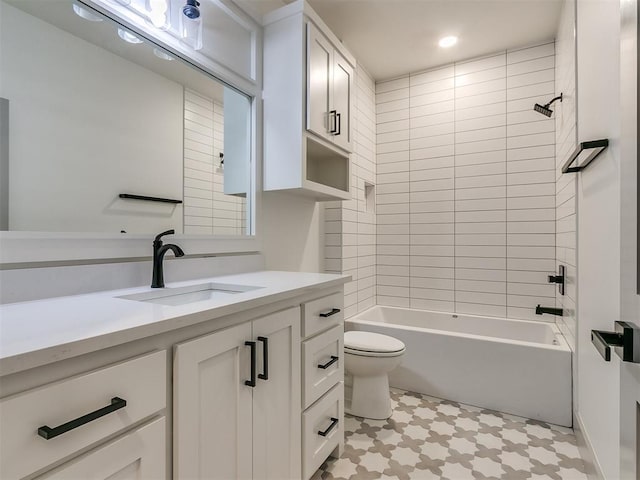 2741 Two Socks Run, Guthrie, OK 73044 - bathroom with vanity, shower / bathtub combination, tile patterned floors, and recessed lighting