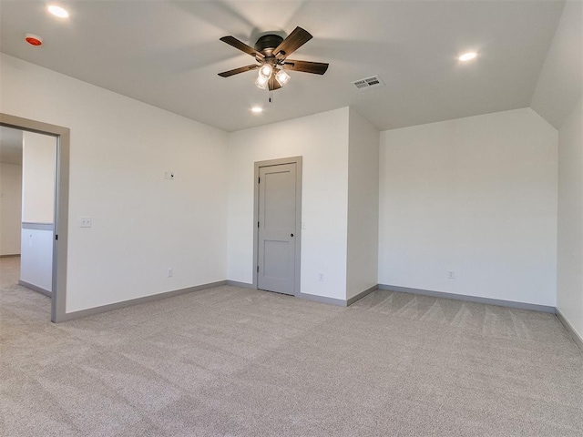 2741 Two Socks Run, Guthrie, OK 73044 - empty room featuring light carpet, ceiling fan, and recessed lighting