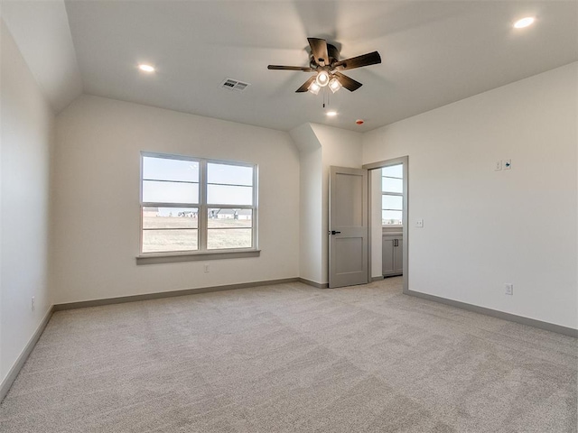 2741 Two Socks Run, Guthrie, OK 73044 - spare room with a ceiling fan, light colored carpet, and recessed lighting