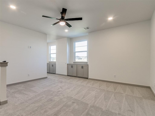 2741 Two Socks Run, Guthrie, OK 73044 - empty room with light carpet, ceiling fan, and recessed lighting