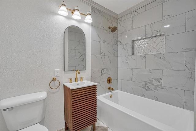 1608 Truman Dr, Altus, OK 73521 - bathroom featuring vanity, shower / bath combination, and a textured wall