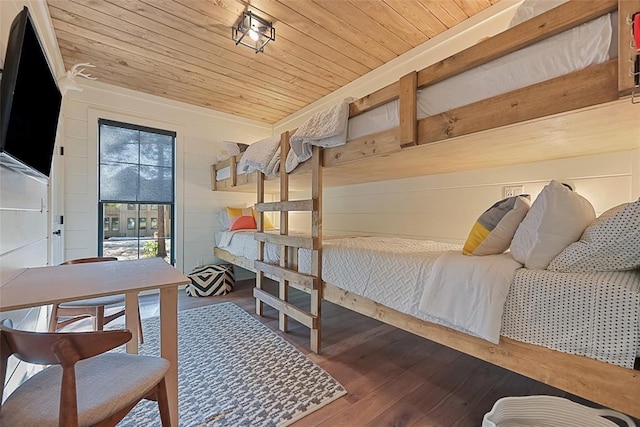 42 Hickory Ridge Rd, Broken Bow, OK 74728 - bedroom featuring wood ceiling, wood finished floors, and access to outside