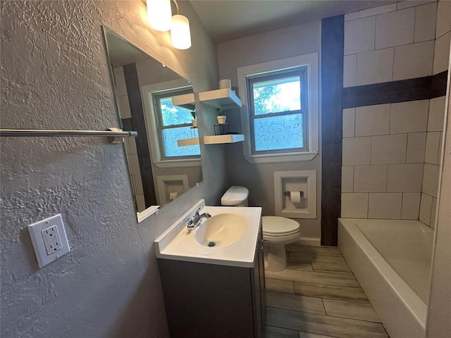 112 Burk Way, Del City, OK 73115 - bathroom featuring vanity and a textured wall