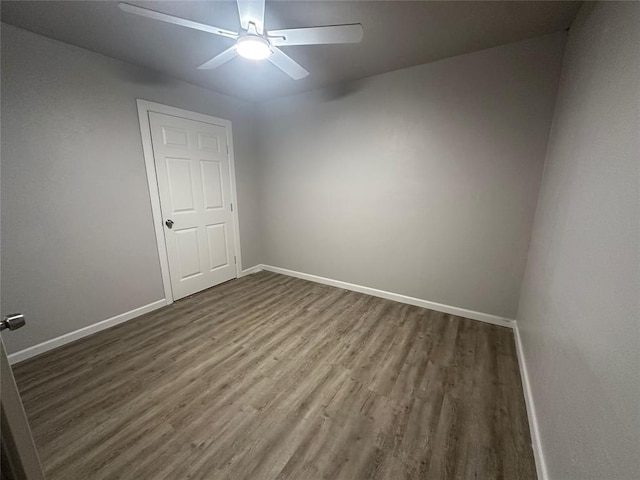 112 Burk Way, Del City, OK 73115 - empty room with wood finished floors and ceiling fan