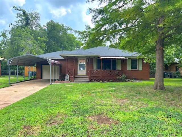 112 Burk Way, Del City, OK 73115 - single story home with a front yard, an attached garage, brick siding, and driveway