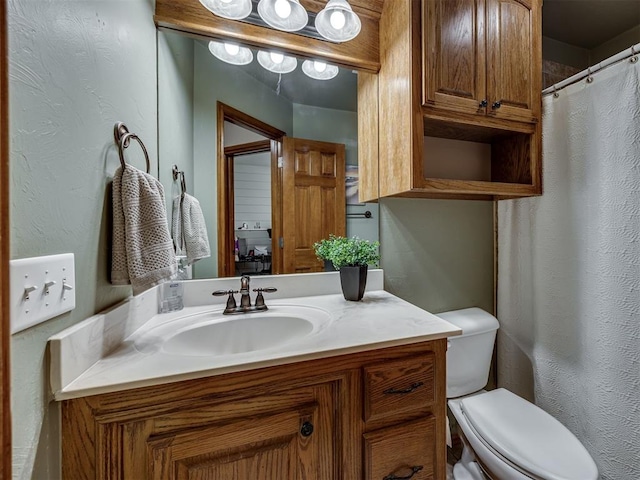 2108 Mulberry Creek Ave, Yukon, OK 73099 - full bathroom with vanity, a textured wall, and curtained shower