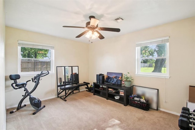 870 S Cemetery Rd Unit 2940, Tuttle, OK 73089 - exercise room featuring carpet floors and a ceiling fan