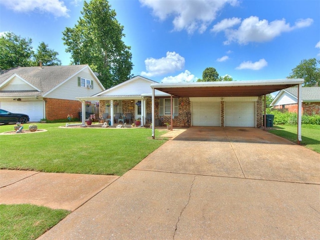 3900 Chetwood Dr, Del City, OK 73115 - view of front facade featuring a front yard, a garage, and brick siding