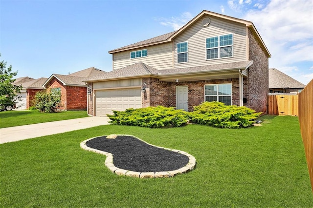 2937 Thompson Farm Ln, Yukon, OK 73099 - view of front of home with brick siding, a garage, concrete driveway, and a shingled roof
